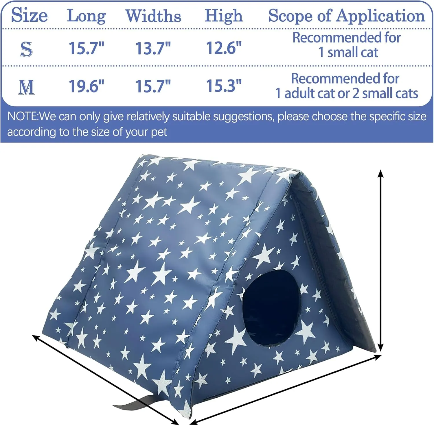 Fhiny Stray Cats Shelter, Waterproof Outdoor Cat House Foldable Warm Pet Cave for Winter Wild Animal Tent Bed Anti-Slip Kitten Cave for Feral Cat Dog Puppy Weatherproof (S, Blue)