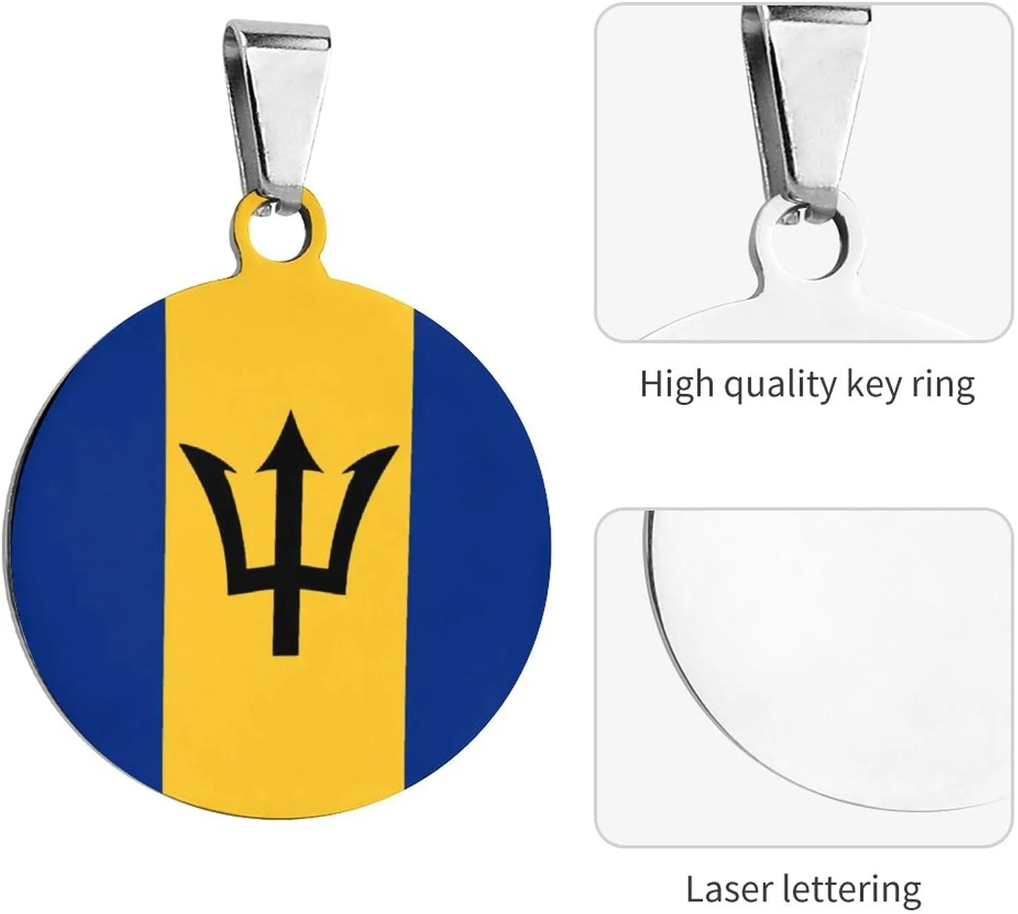 Flag of Barbados Stainless Steel Pet ID Tags Personalized Dog and Cat Tags Cute Collar Tags Circular