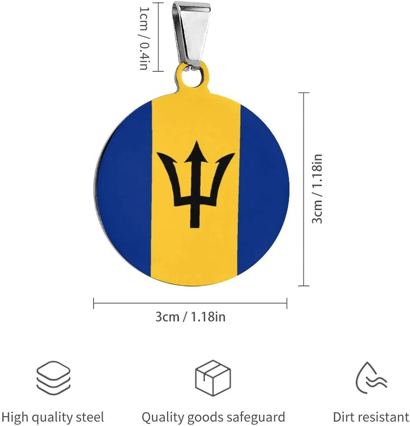 Flag of Barbados Stainless Steel Pet ID Tags Personalized Dog and Cat Tags Cute Collar Tags Circular