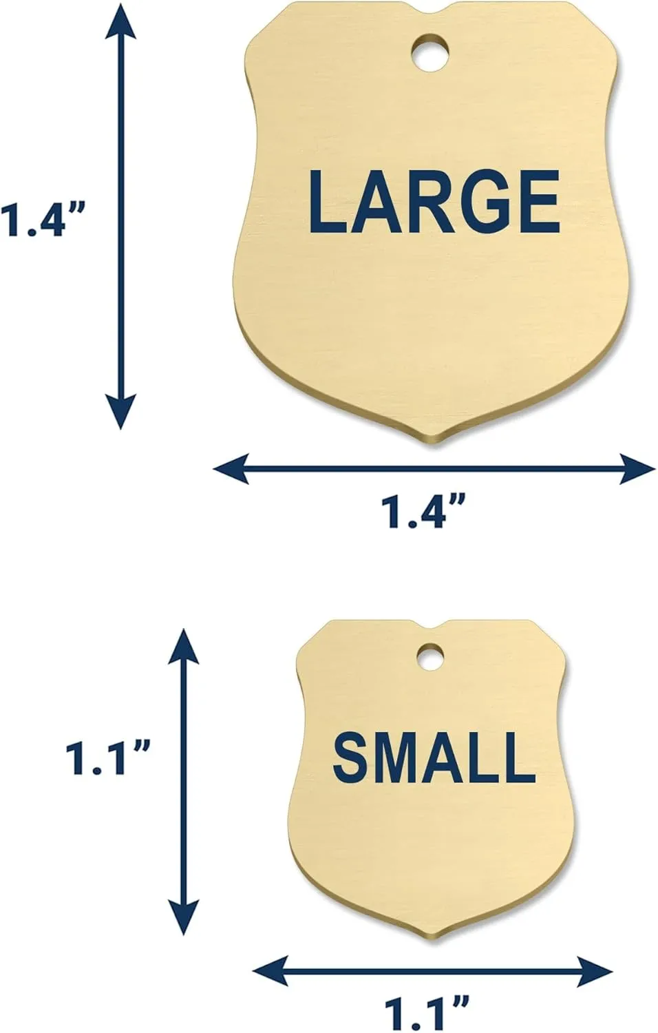 GoTags Personalized Pet ID Tags, Solid Brass Dog Tags and Cat Tags, up to 6 Lines of Custom Text, Engraved on Both Sides, Bone, Round, and Heart Shapes (Ranger Badge, Large)