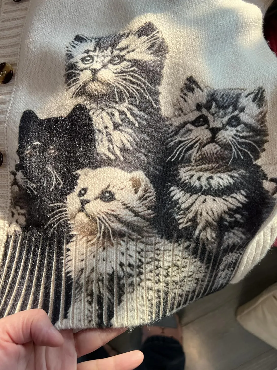 Graphic Cardigans for Women Knitted Button Oversize Cat Graphic Sweater Warm Cartoon Casual Trendy Cardigans