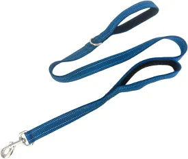 Heavy Duty 2 Padded Handle Dog Walking And Training Standard Leashes for Traffic Control,With Enlarged Tangle Free Buckle,D-Ring,Double-Sided Reflective Stitching,Double layer Nylon,Puppy Dog Blue 4Ft