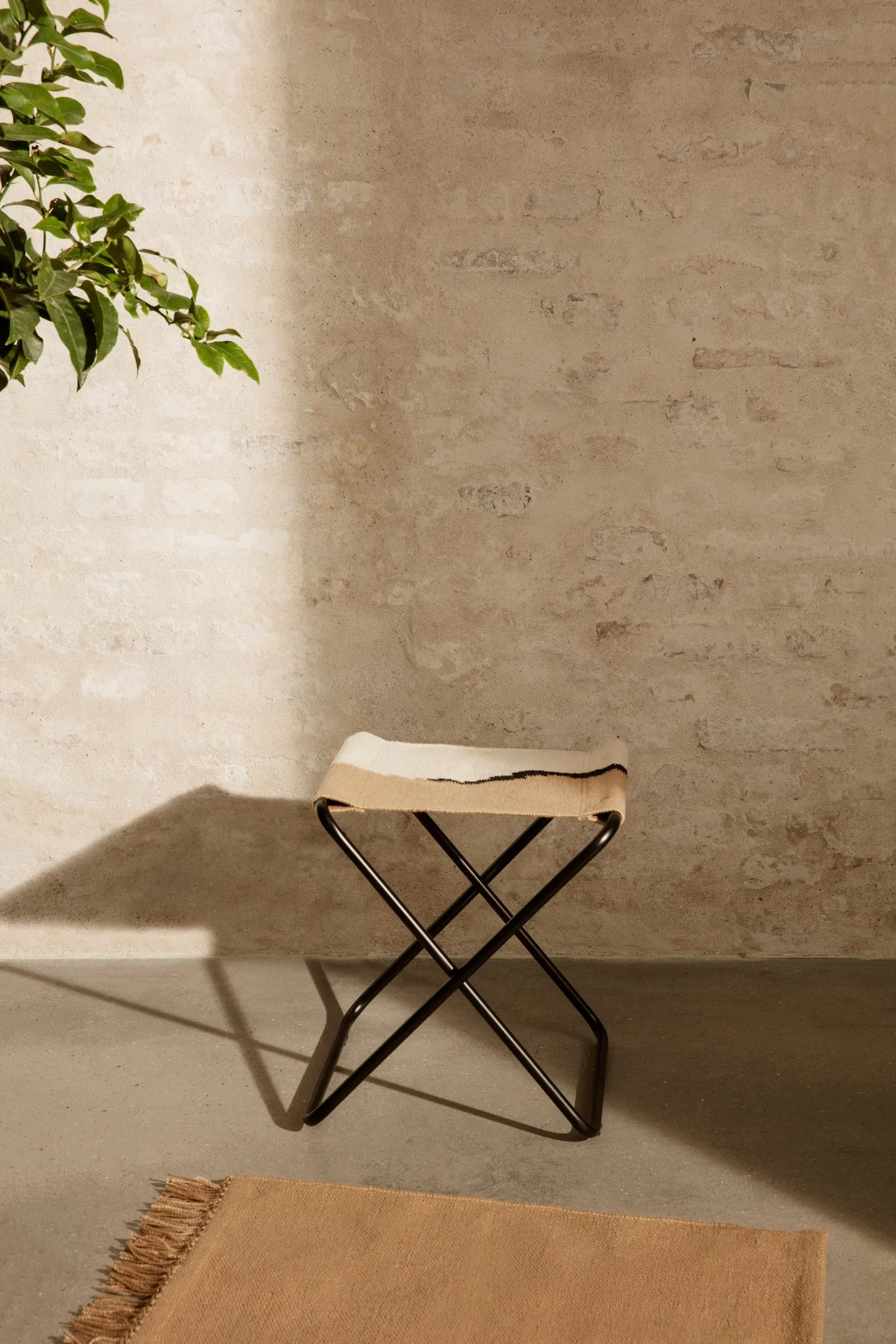 Hem Mat 70 x 50cm | Flatweave Mat with Fringes | Sand | by ferm Living