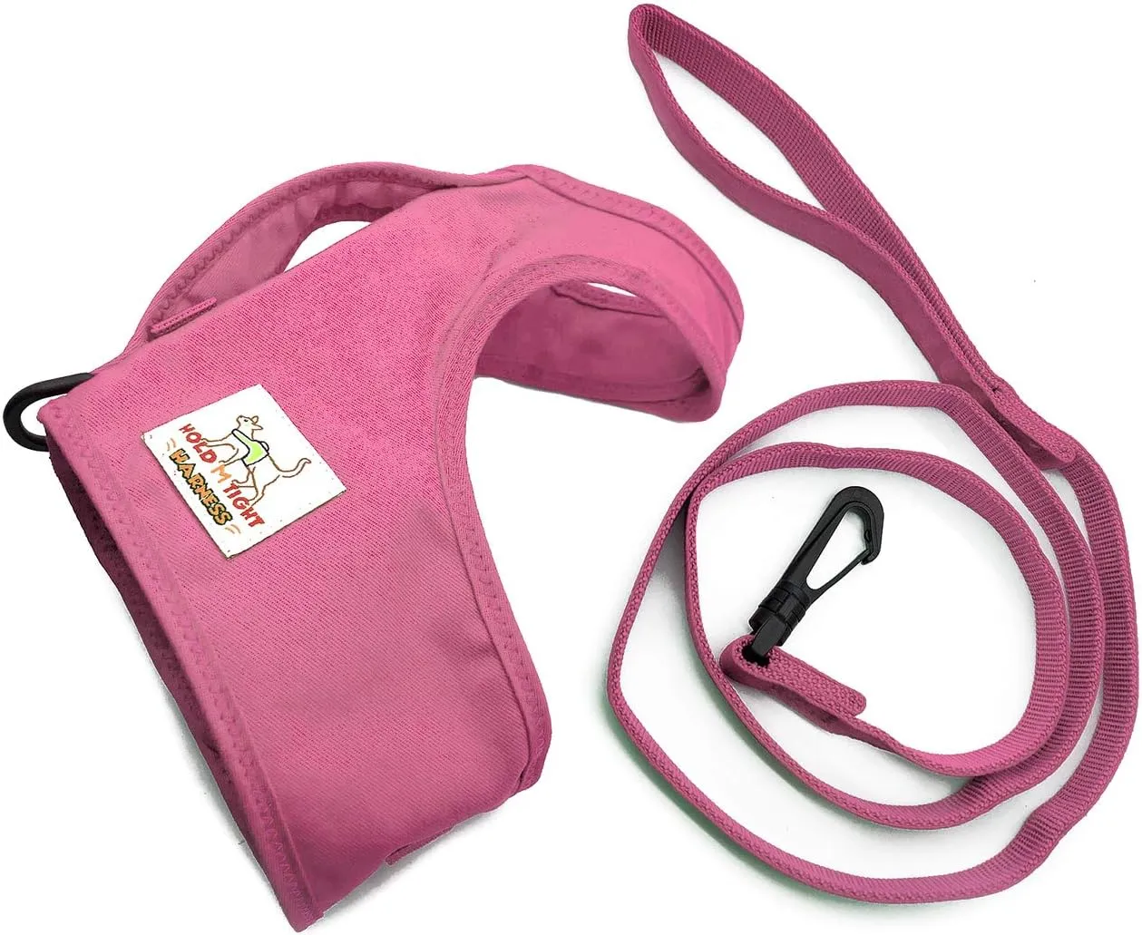 Hold M Tight Metal Free Travel Leash Harness for Small Pets Traveling underseat of Airplane - SM-MD (Pink)