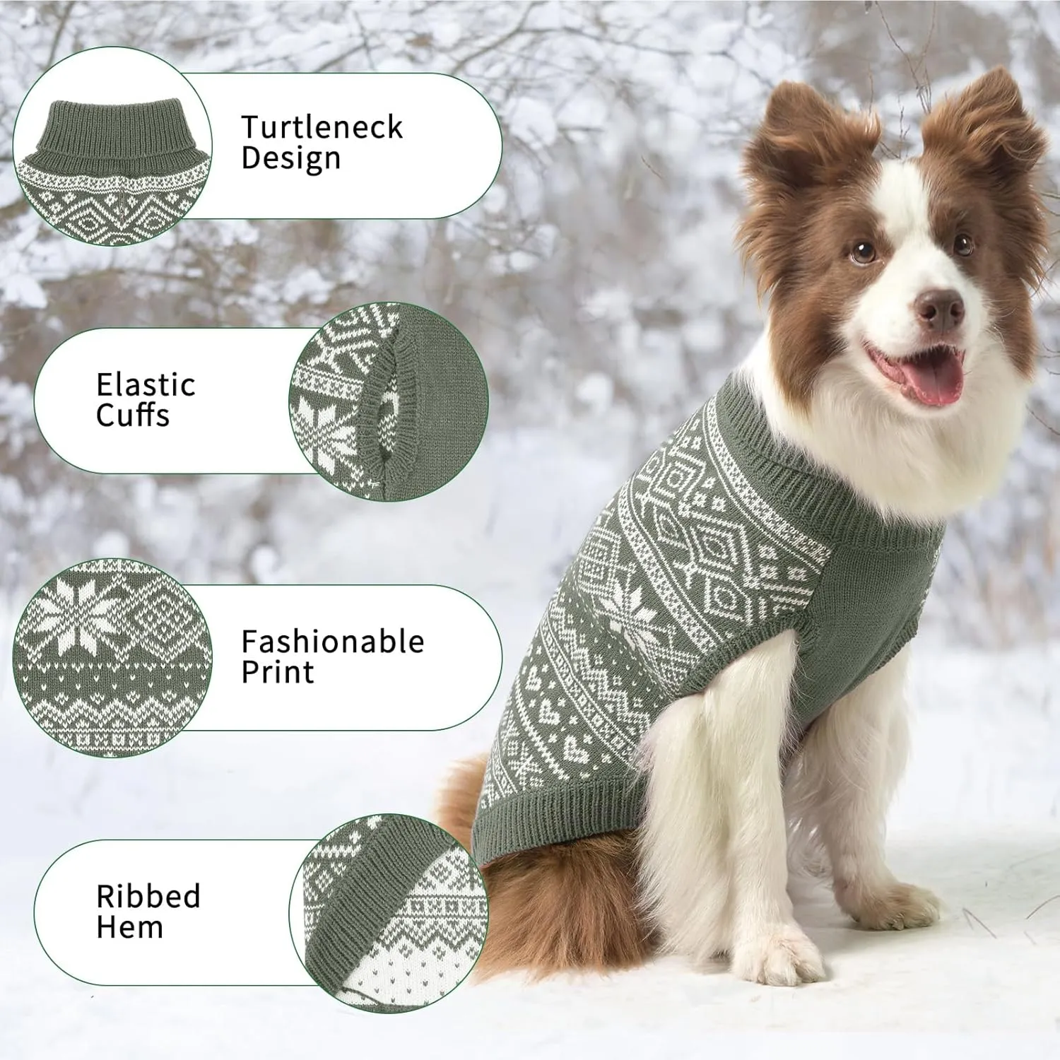 HOMIMP Dog Sweater Argyle - Warm Sweater Winter Clothes Puppy Soft Coat, Ugly Dog Sweater for Small Medium and Large Dogs, Pet Clothing Boy Girl, Grey M