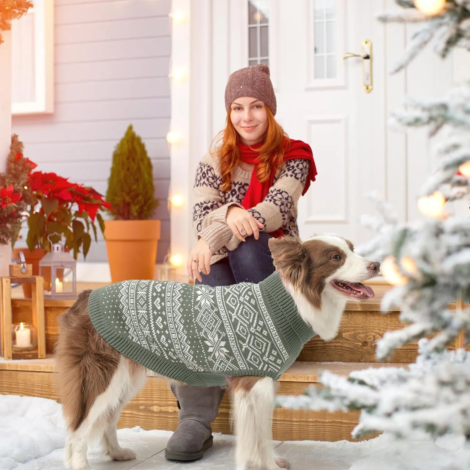 HOMIMP Dog Sweater Argyle - Warm Sweater Winter Clothes Puppy Soft Coat, Ugly Dog Sweater for Small Medium and Large Dogs, Pet Clothing Boy Girl, Grey M
