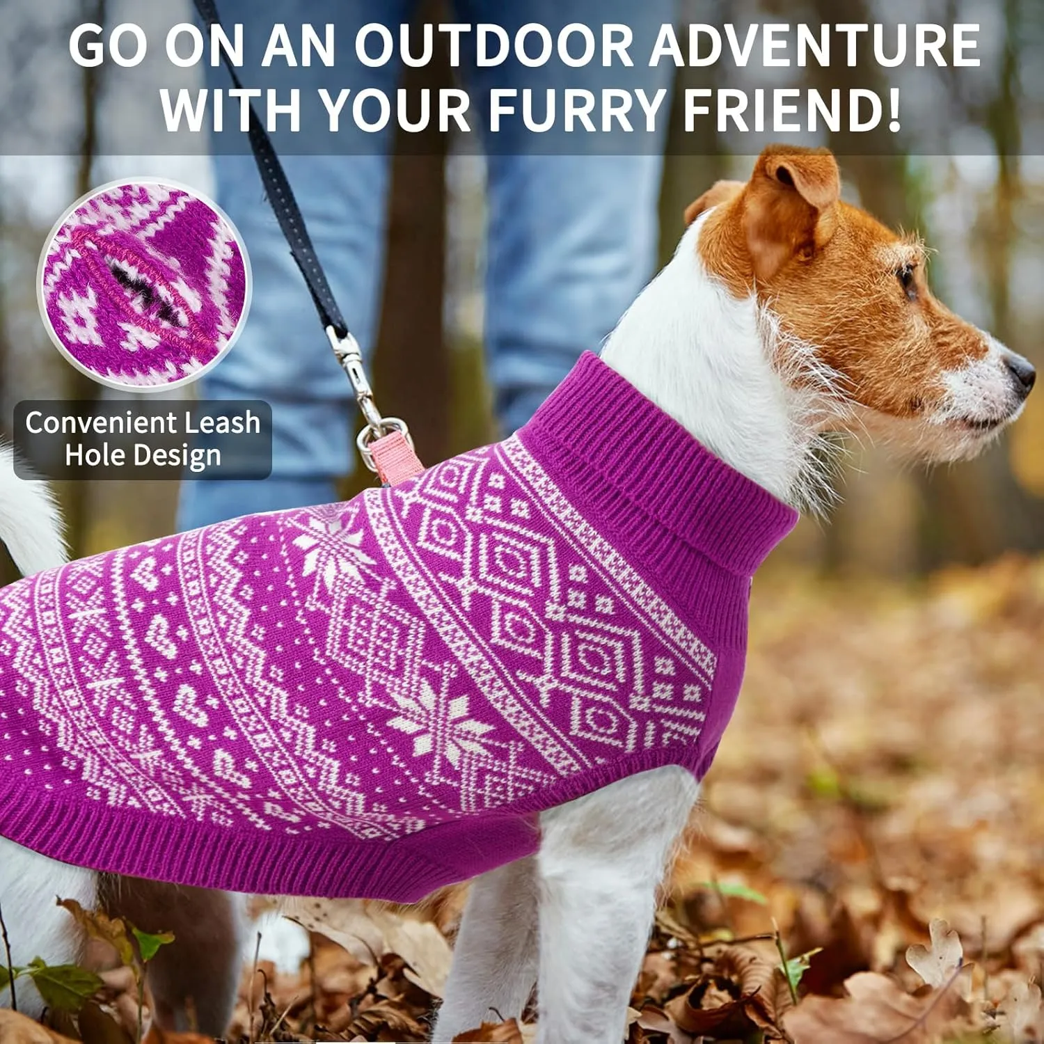 HOMIMP Dog Sweater Argyle - Warm Sweater Winter Clothes Puppy Soft Coat, Ugly Dog Sweater for Small Medium and Large Dogs, Pet Clothing Boy Girl, Purple M