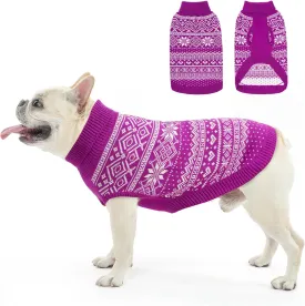 HOMIMP Dog Sweater Argyle - Warm Sweater Winter Clothes Puppy Soft Coat, Ugly Dog Sweater for Small Medium and Large Dogs, Pet Clothing Boy Girl, Purple M