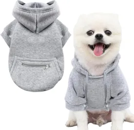 Jecikelon Pet Dog Cold Weather Coat with Pocket Winter Dog Hoodie Warm Puppy Clothes for Small Dogs Chihuahua Clothing (Medium, Y02-Grey)