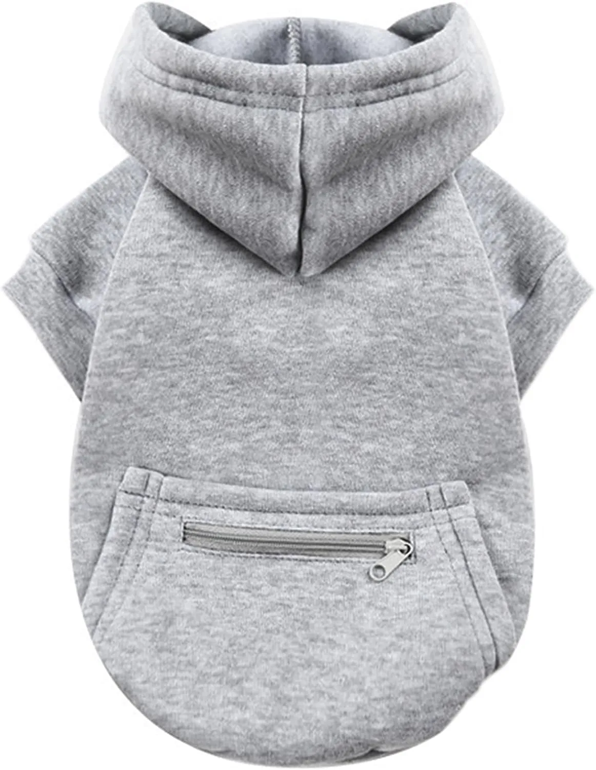 Jecikelon Pet Dog Cold Weather Coat with Pocket Winter Dog Hoodie Warm Puppy Clothes for Small Dogs Chihuahua Clothing (Medium, Y02-Grey)
