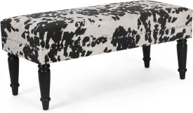 Joveco 39' Mid Century Modern Bench - End of Bed & Dining Bench Ottoman with Rivet - Upholstered Small Bed & Coffee Table Ottoman for Bedroom, Entryway & Living Room (Black Milk Cow)