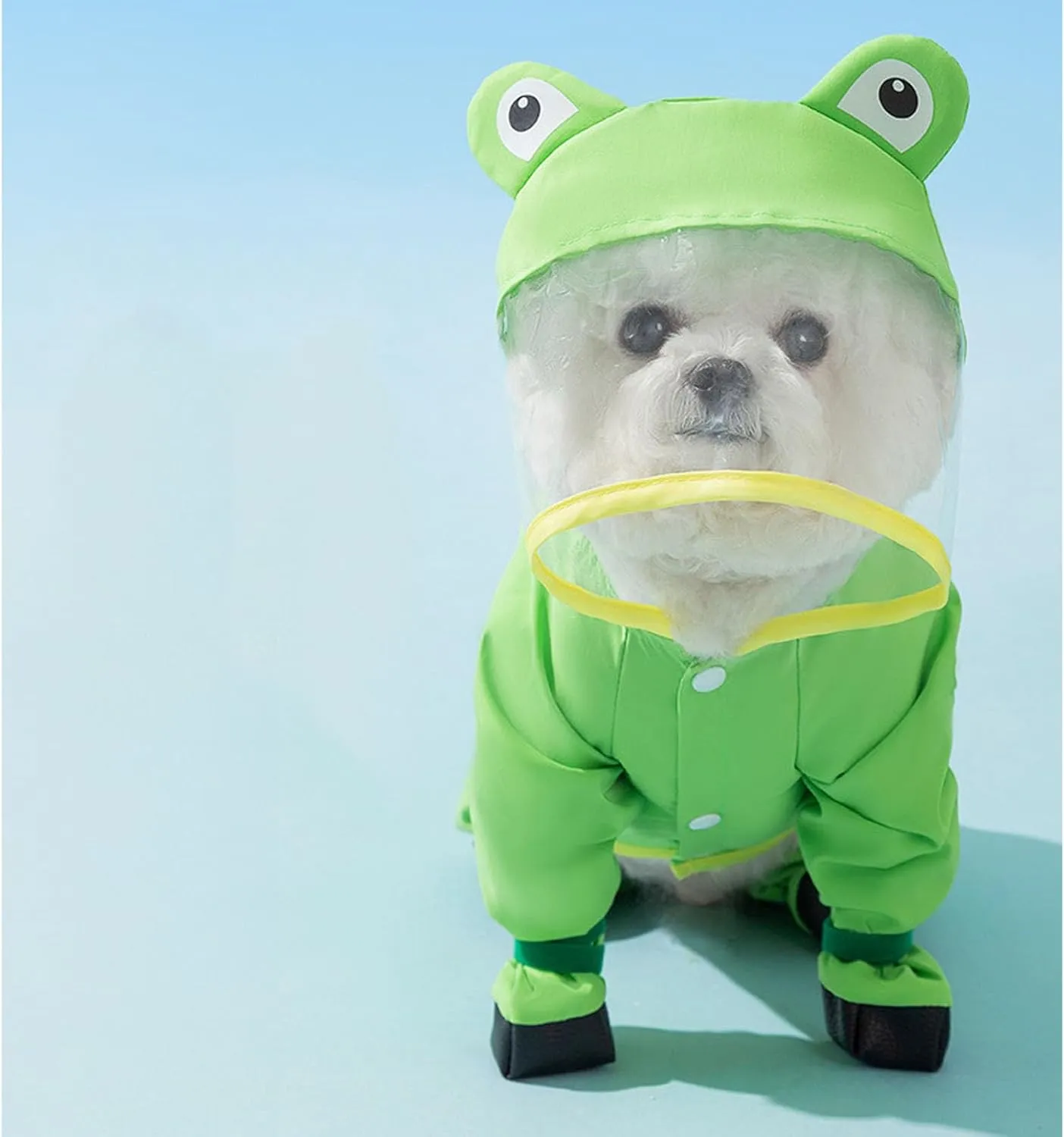 Junchl Small Dog Raincoat Rainboots with D-Ring, Full Coverage Dog Rain Jacket Slicker Poncho, Waterproof Dog Rain Jacket with Reflective Strip, Rainboot, Tail Cover Panda S