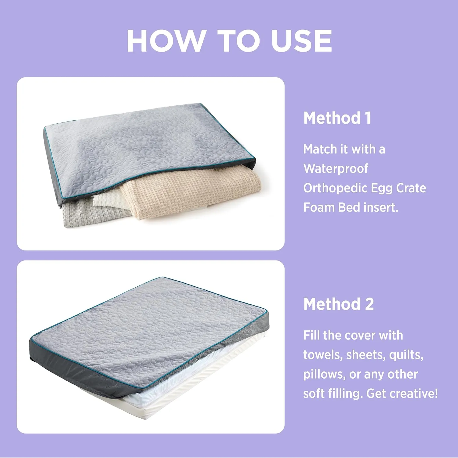 Lesure Dog Bed Cover Extra Large Washable Removable Cover for Orthopedic Pet Mat 44x32x4 Inches, Grey