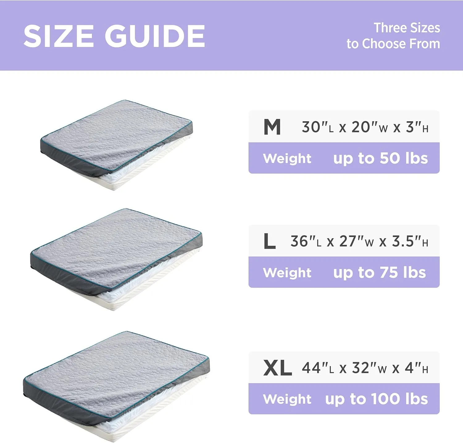 Lesure Dog Bed Cover Extra Large Washable Removable Cover for Orthopedic Pet Mat 44x32x4 Inches, Grey