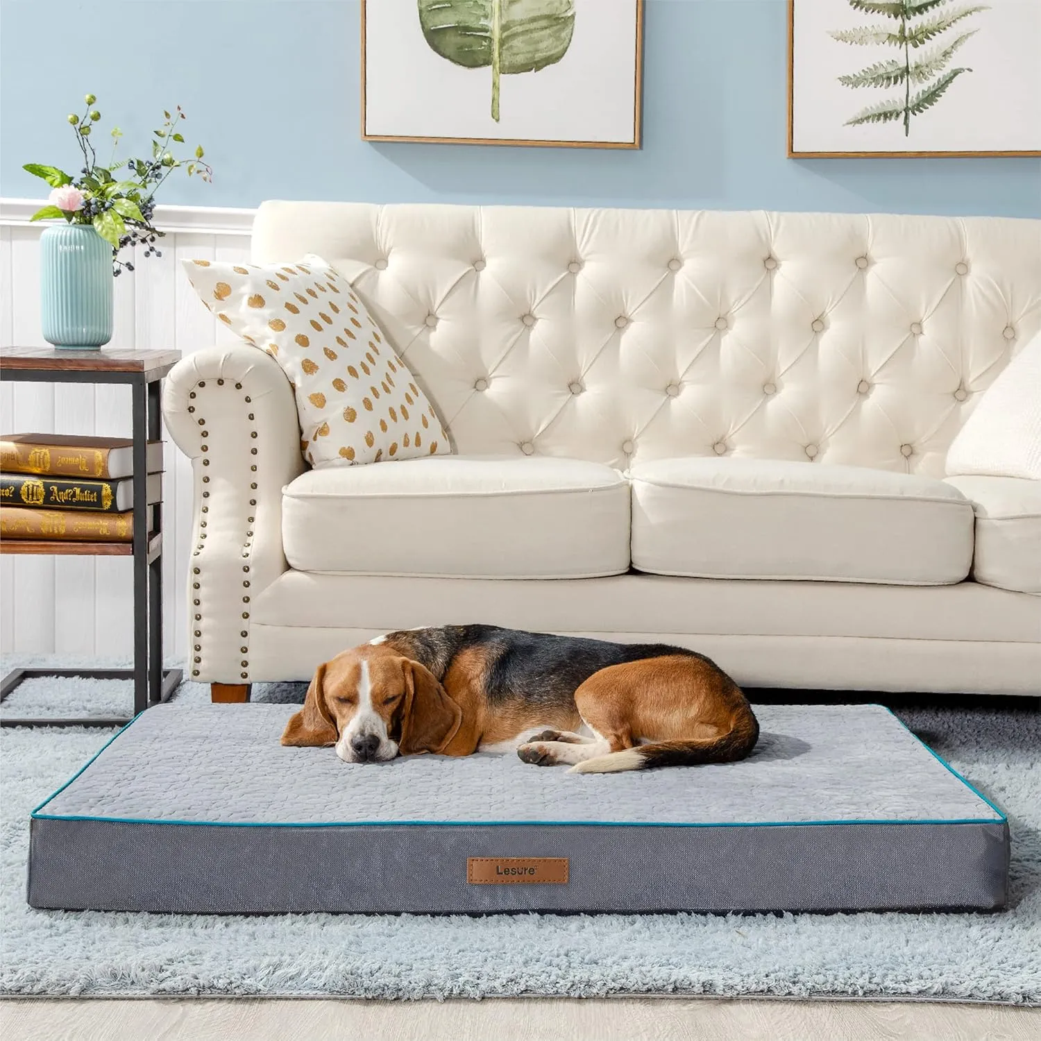 Lesure Dog Bed Cover Extra Large Washable Removable Cover for Orthopedic Pet Mat 44x32x4 Inches, Grey