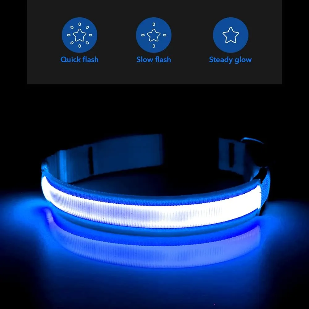 Light Up Dog Collar - Reflective LED Pet Collar Rechargeable Water-Resistant Adjustable Doggie Necklace Glowing Dog Lights for Night Walking (Royal Blue, X-Large)