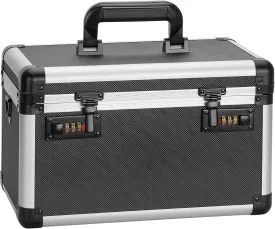 Lock Box for Medication - 13.4 x 7.6 x 8.2 Inch Medicine Organizer Case with Combination Lock, First Aid Kit Empty, Lockbox with Code, Portable Storage Box for Home School, Tactical Black