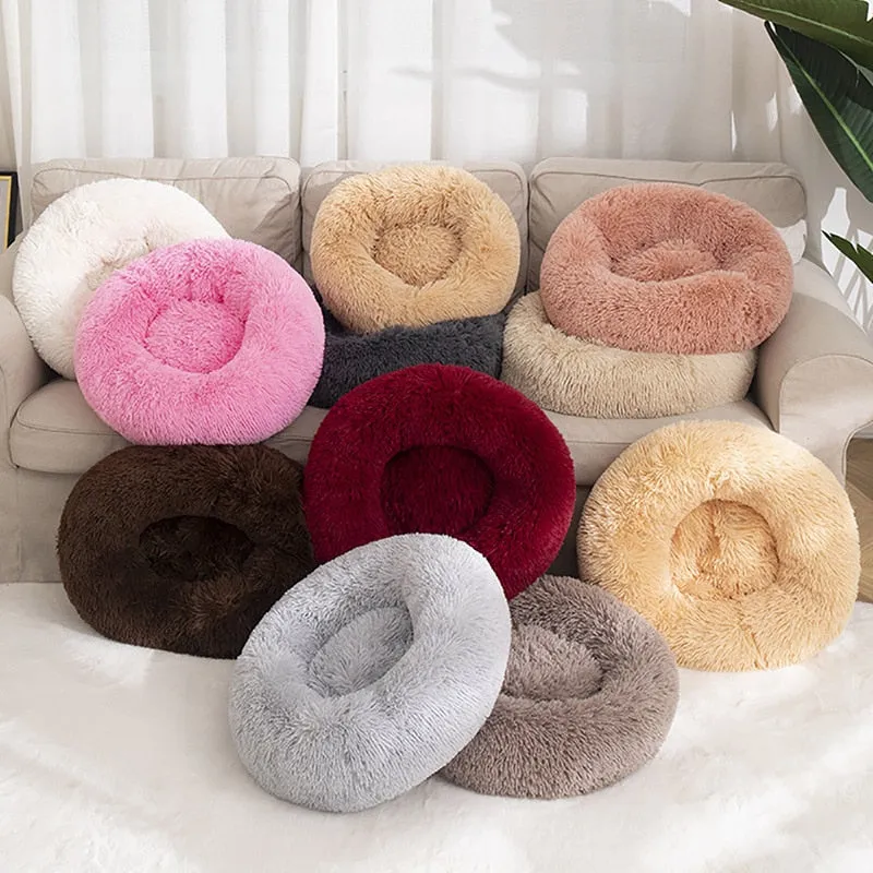 Long Plush Round Pet Bed