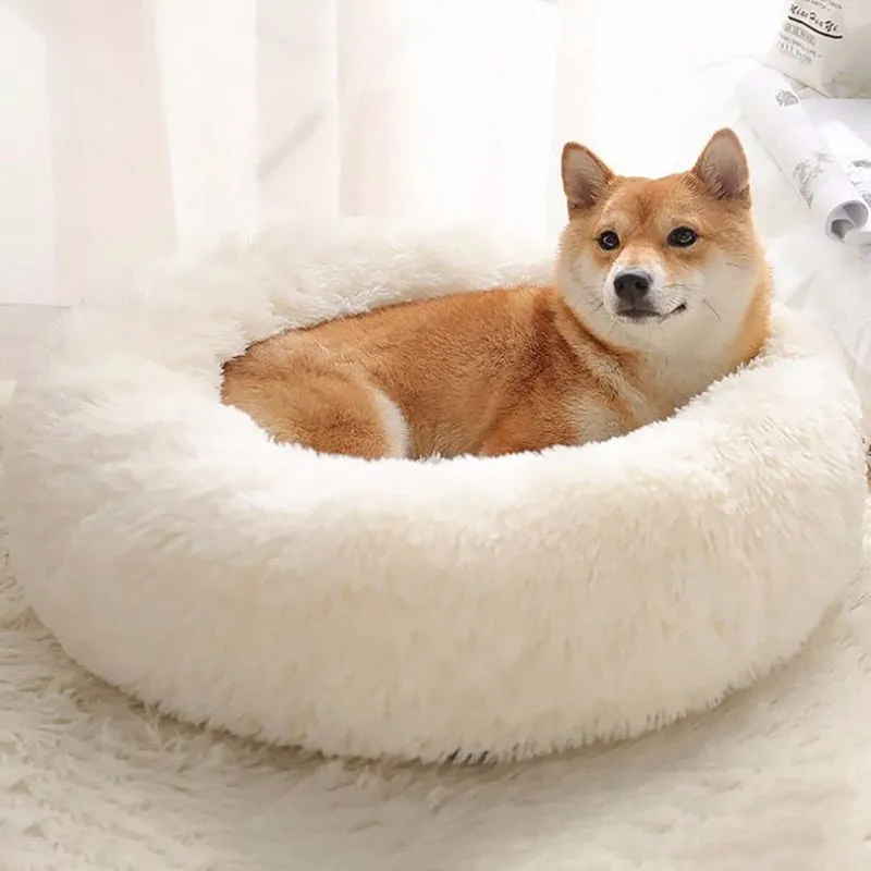 Long Plush Round Pet Bed