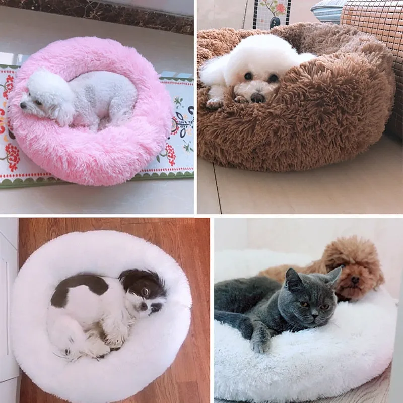 Long Plush Round Pet Bed