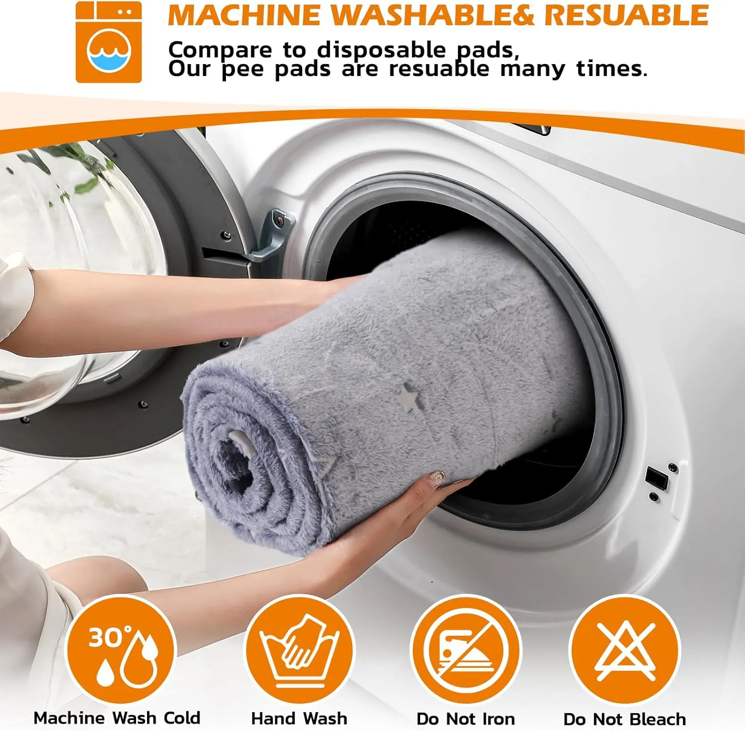 LOOBANI Washable Dog Pads, Fast Absorption Reusable, Waterproof Whelping, Non Slip Pet Playpen Mat for Dogs, Grey 2 Pack 36 x 72 in