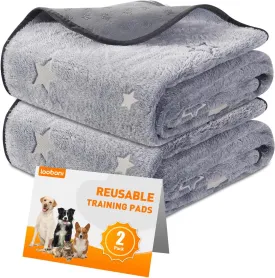 LOOBANI Washable Dog Pads, Fast Absorption Reusable, Waterproof Whelping, Non Slip Pet Playpen Mat for Dogs, Grey 2 Pack 36 x 72 in