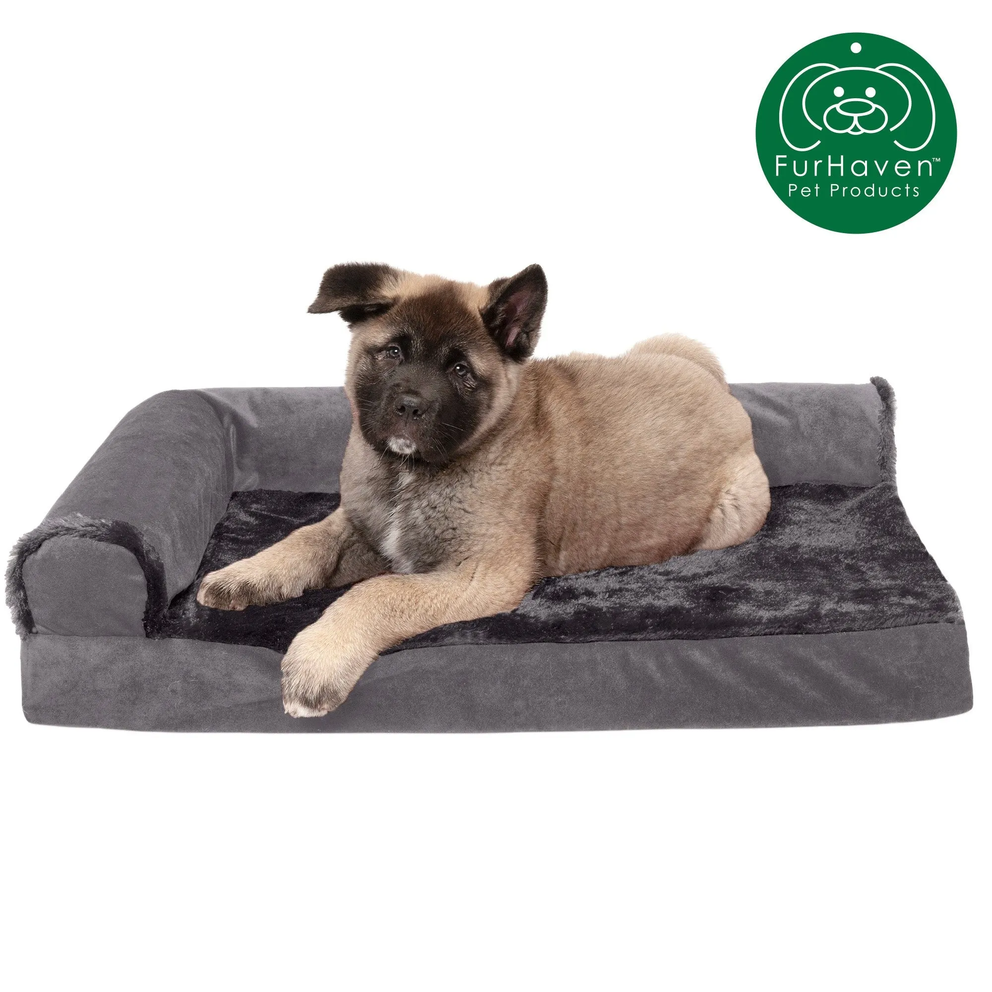 Memory Foam Plush & Velvet L-Shaped Lounge Sofa Pet Bed