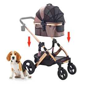 Monza Luxury 3-in-1 Travel Pet Stroller: Ultimate Convenience for Small/Medium Dogs & Cats - Detachable Carrier, Pump-Free Tires, Aluminum Frame!"