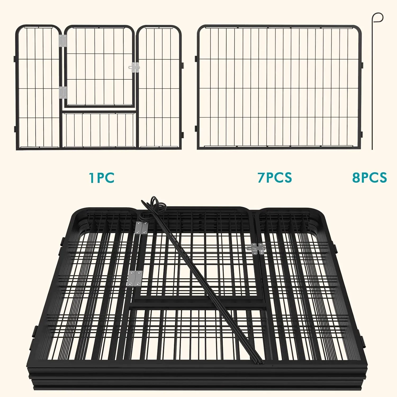 OFIKA Heavy Duty Metal Dog Playpen for Medium/Small Animals, 8 Panels 24Height x 27" Width, Dog Fence Exercise Pen with Doors, Pet Puppy Outdoor Playpen Pen for Outdoor, Indoor, RV, Camping, Yard