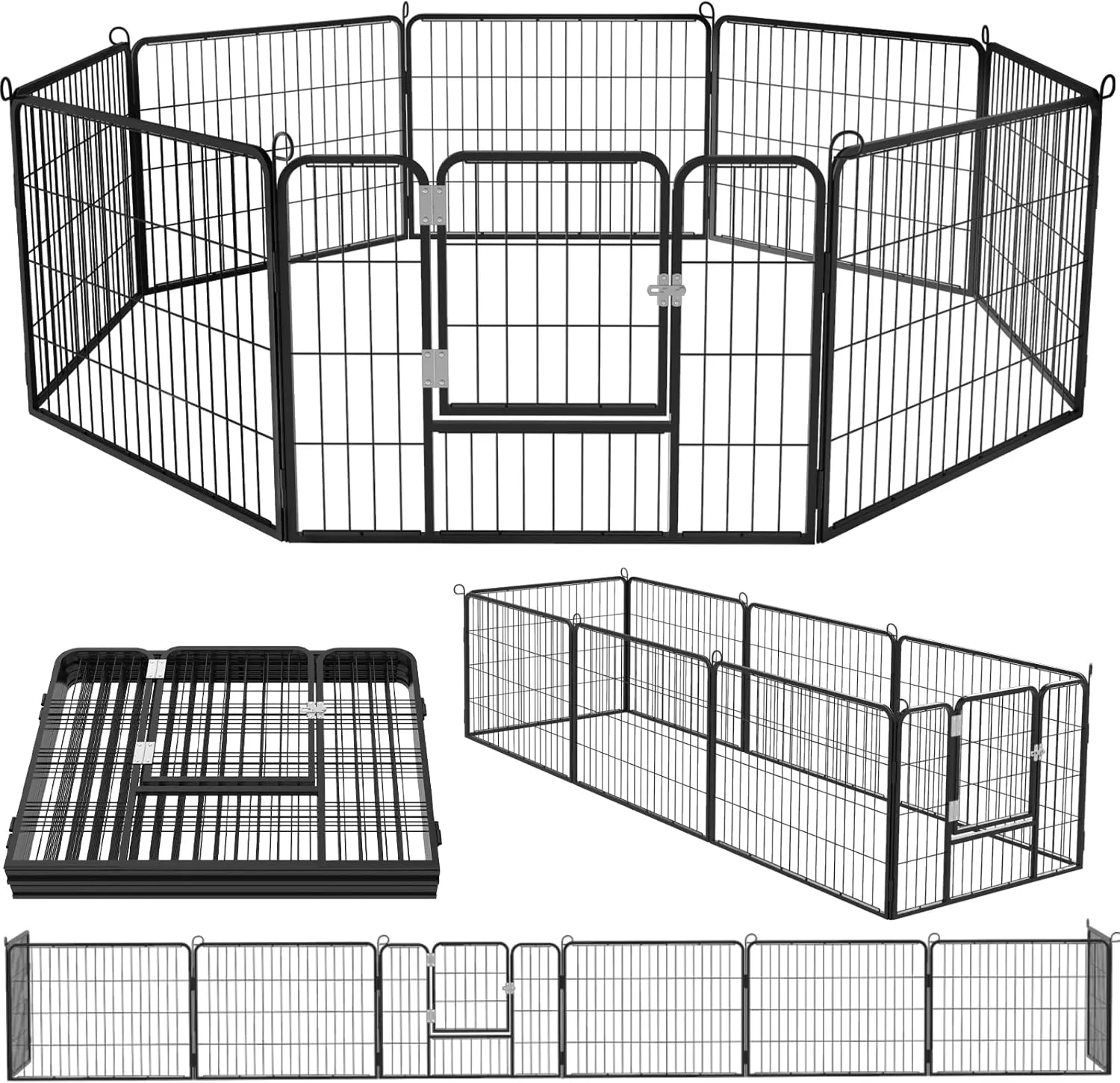 OFIKA Heavy Duty Metal Dog Playpen for Medium/Small Animals, 8 Panels 24Height x 27" Width, Dog Fence Exercise Pen with Doors, Pet Puppy Outdoor Playpen Pen for Outdoor, Indoor, RV, Camping, Yard