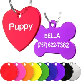 Pet ID Tag Custom for Dog Cat Personalized | Many Shapes and Colors to Choose from | Made in USA | Strong Anodized Aluminum (Bone Purple, Large)