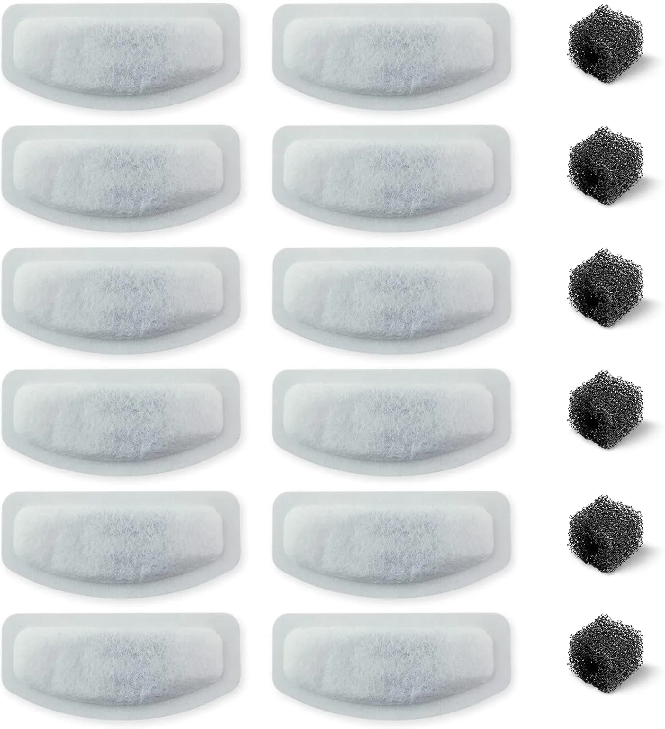 PET STANDARD Replacement Water Filter & 6 Pack Replacement Pre-Filter Sponges Compatible With ORSDA 67oz/2L Stainless Steel Pet Water Fountains, Pack of 12