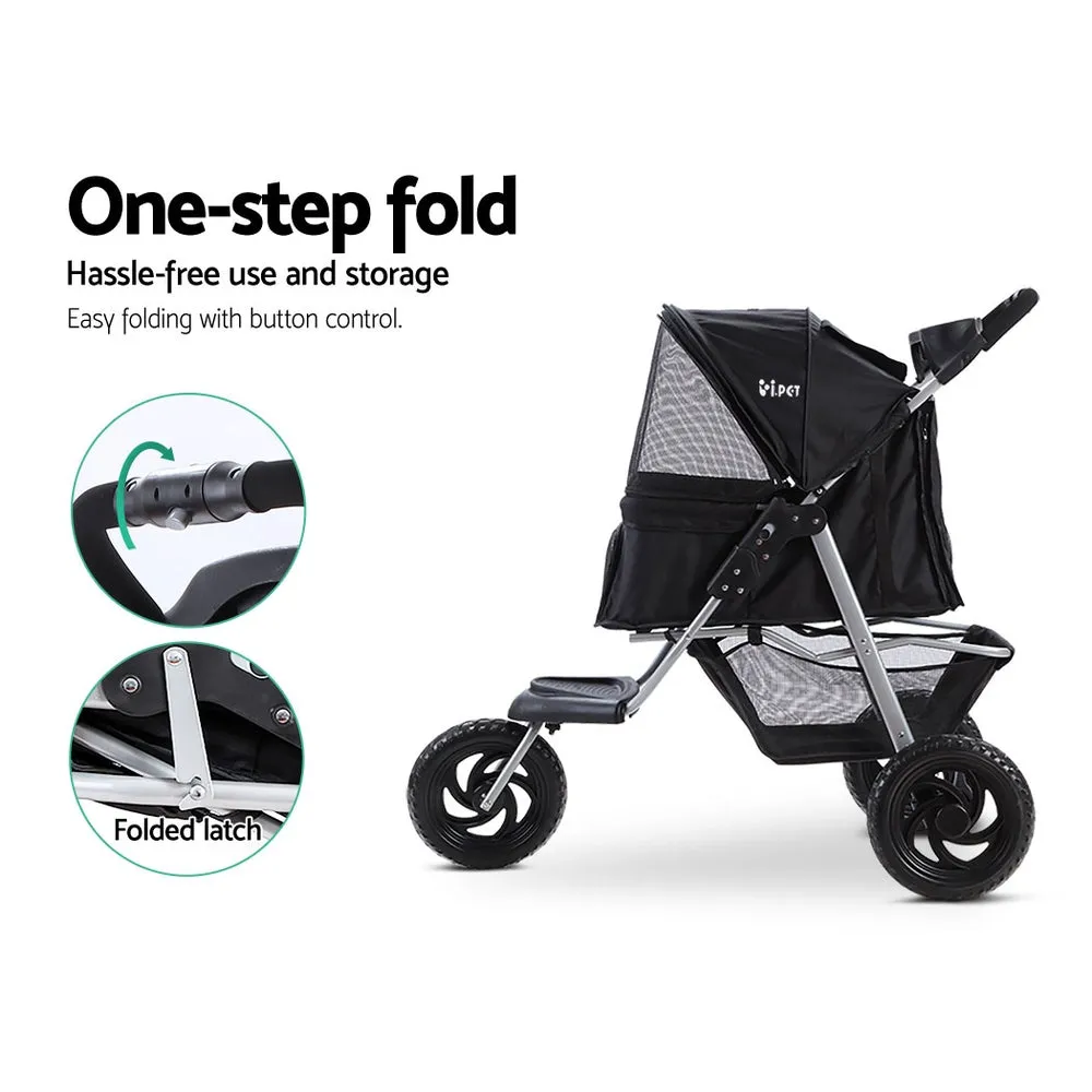 Pet Stroller Dog Carrier Foldable Pram Large Black