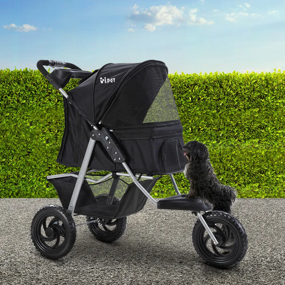 Pet Stroller Dog Carrier Foldable Pram Large Black
