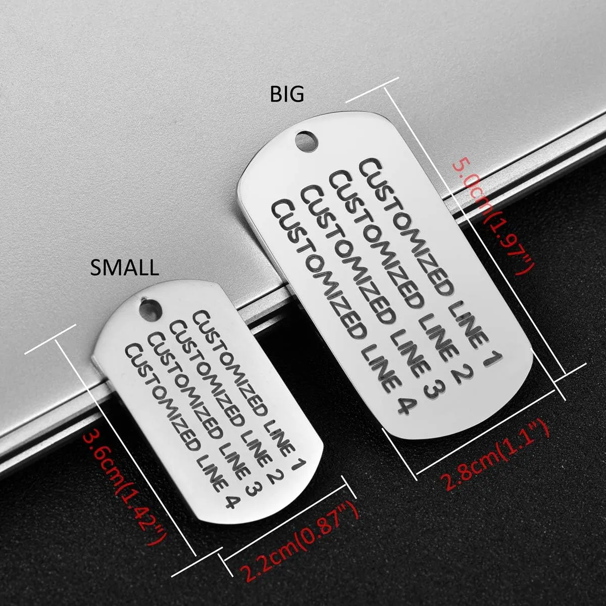 Pet Tag Personalized Free Engraving ID Tag Stainless Steel Rectangle Pendant Necklace with Angel Wing Charm - Rose Gold