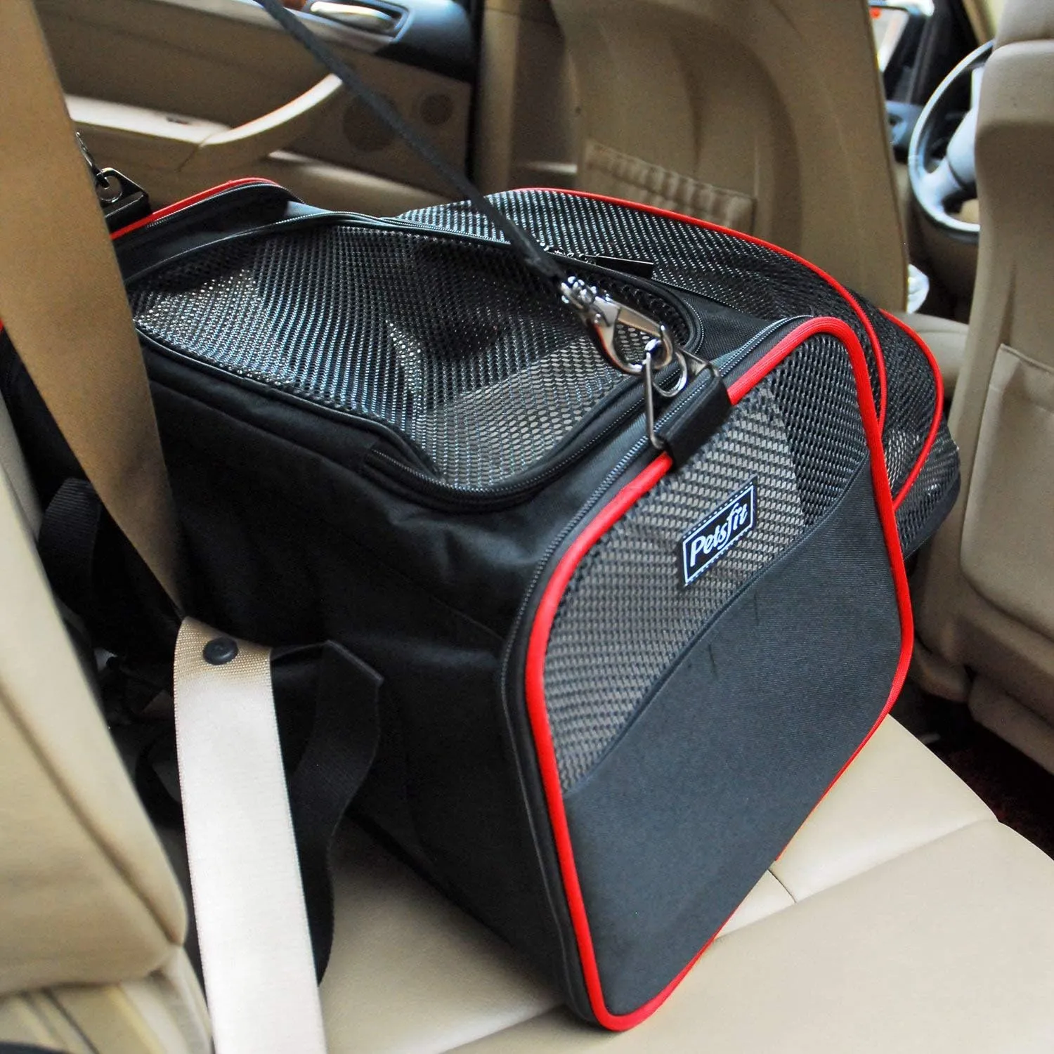 Petsfit Expandable Dog Carrier Large Cat Carrier, Soft-Sided Portable Collapsible Pet Travel Carrier for Kittens, Puppies or Small Animals, 19 x12x12 Inches, Black