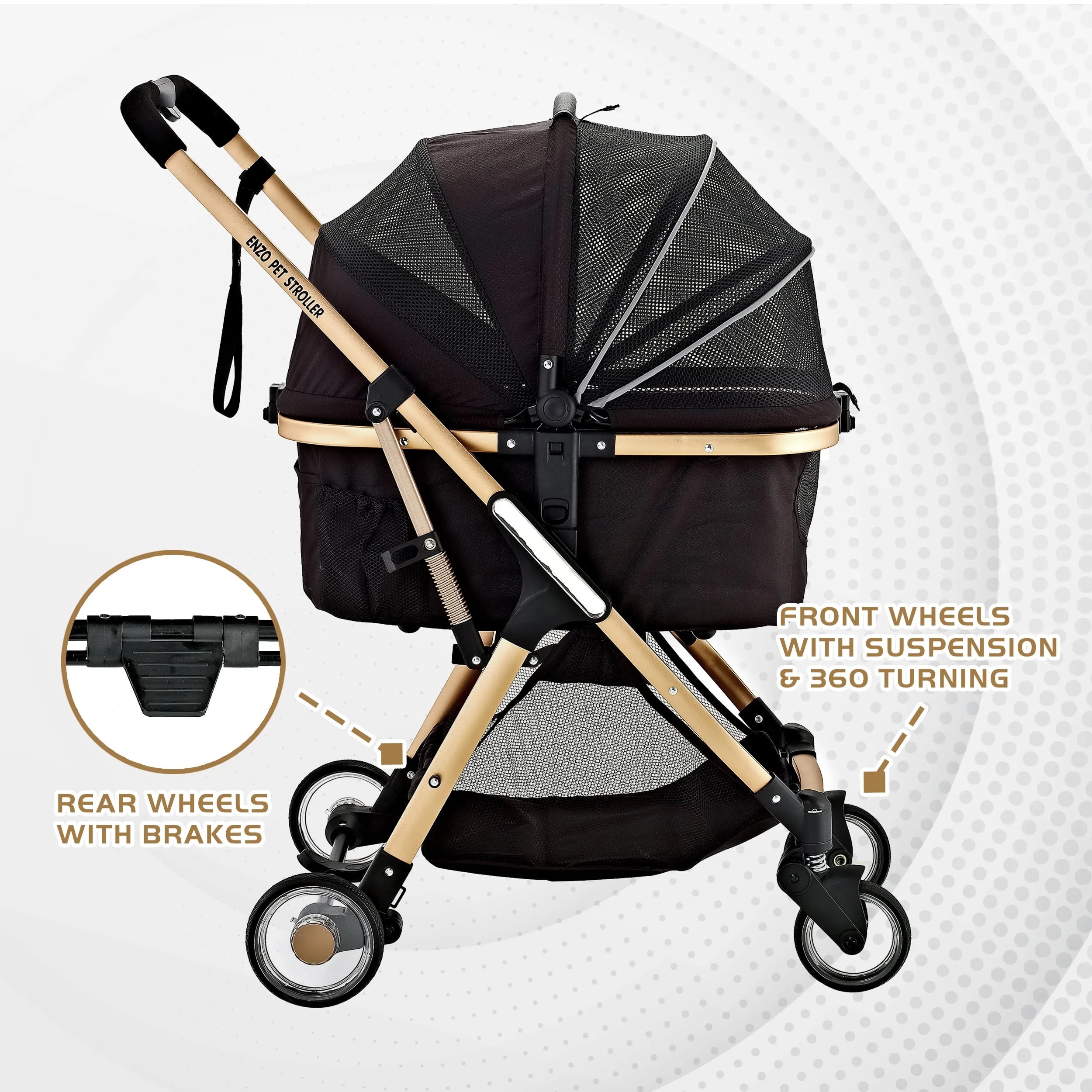 Pista Super-Lightweight Aluminum Frame 3-in-1 Stroller: The Ultimate Mobility Solution for Small/Medium Dogs, Cats, and Pets on the Go!