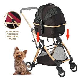Pista Super-Lightweight Aluminum Frame 3-in-1 Stroller: The Ultimate Mobility Solution for Small/Medium Dogs, Cats, and Pets on the Go!