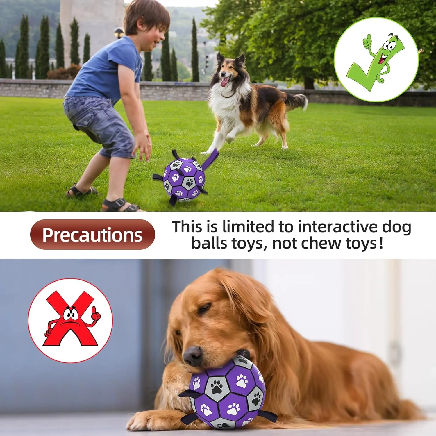 QDAN Dog Toys Soccer Ball with Straps - Dog Water Toy, Puppy Birthday Gifts, Durable Dog Balls for Small Medium Dogs 6 Inch