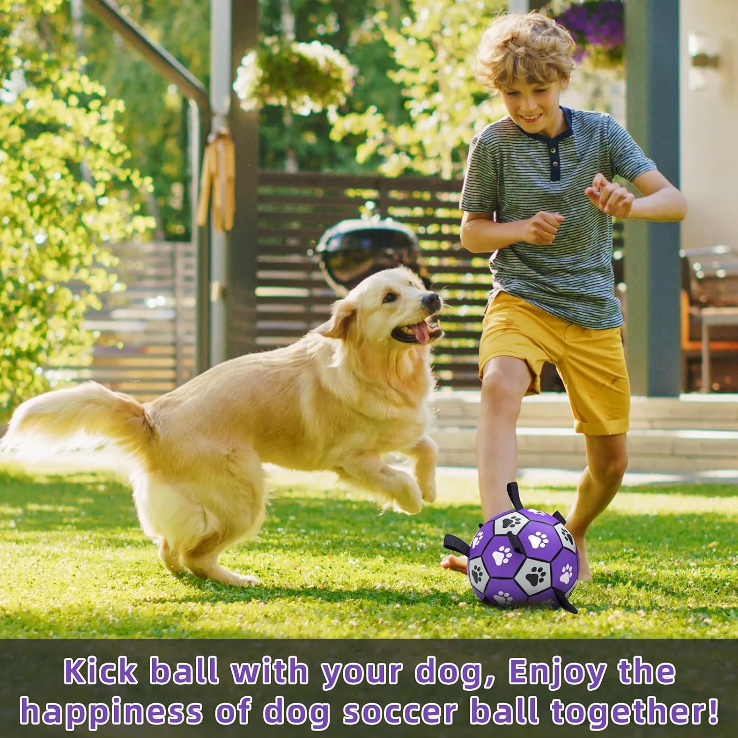 QDAN Dog Toys Soccer Ball with Straps - Dog Water Toy, Puppy Birthday Gifts, Durable Dog Balls for Small Medium Dogs 6 Inch