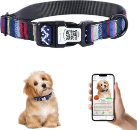 QR Code Dog Collar with ID Tag  Personalized Pet Identification Collar, Anti-Loss Quick Scan Tracking | Adjustable Nylon Strap Fits Small, Medium & Large Dogs (Black, XS)