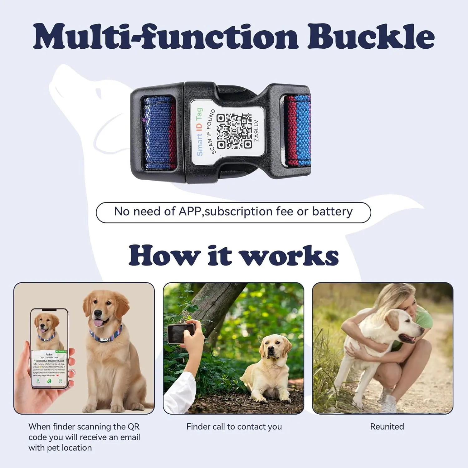 QR Code Dog Collar with ID Tag  Personalized Pet Identification Collar, Anti-Loss Quick Scan Tracking | Adjustable Nylon Strap Fits Small, Medium & Large Dogs (Pink, XS)