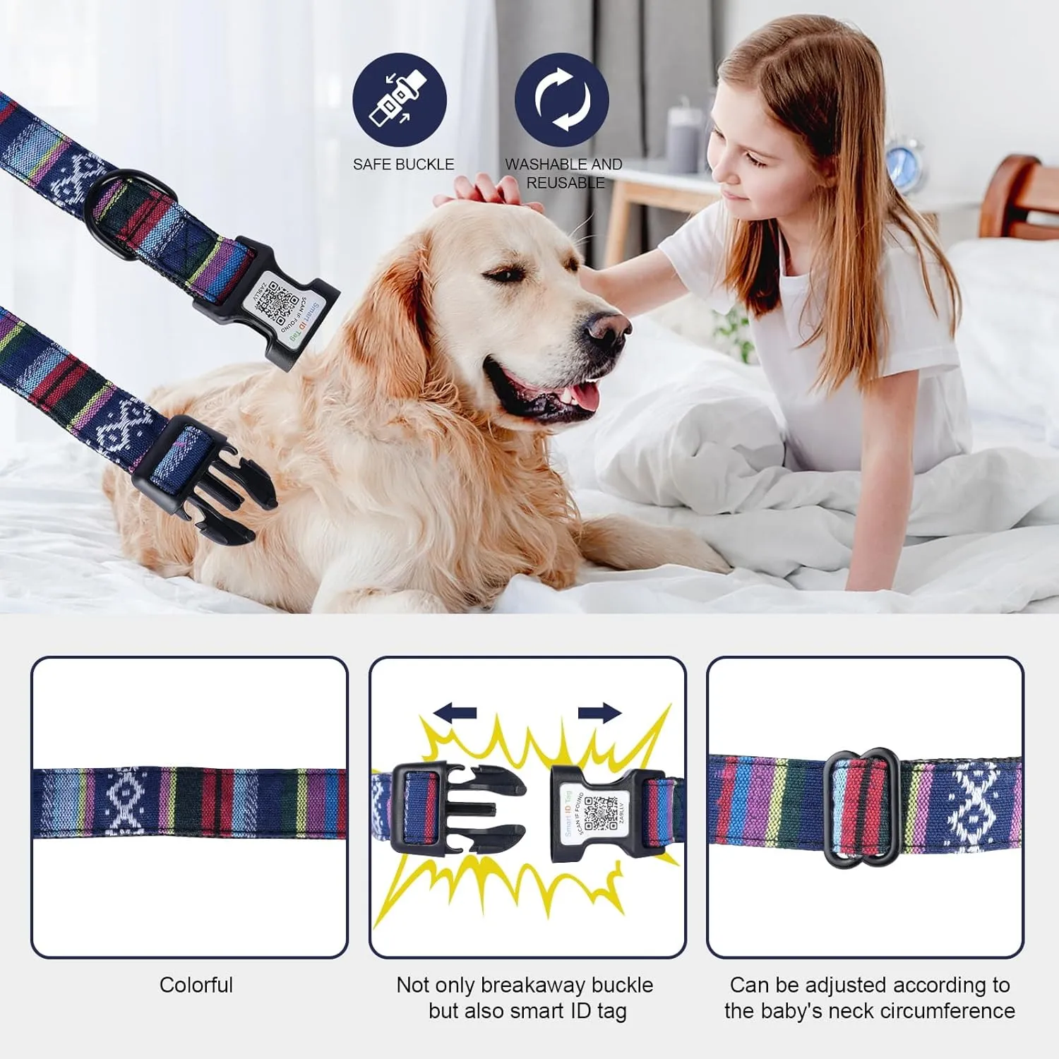 QR Code Dog Collar with ID Tag  Personalized Pet Identification Collar, Anti-Loss Quick Scan Tracking | Adjustable Nylon Strap Fits Small, Medium & Large Dogs (Pink, XS)