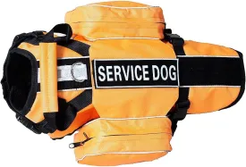 Service Dog Backpack Harness Vest Removable Saddle Bags with Label Patches(Orange,L)