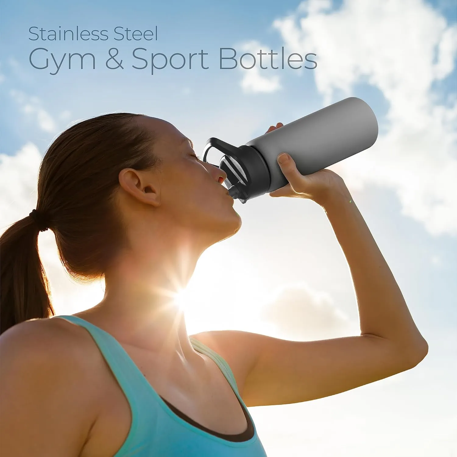 SipX Triple-Insulated Stainless Steel Water Bottle 25oz. With 3 Lids, BPA-Free Reusable Insulated Water Bottle Keeps Cold 24 Hours, Metal Water Bottle Made Of Sustainable Material For Hiking & Biking