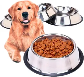 Stainless Steel Dog Bowl with Anti-Skid Rubber Base for Small/Medium/Large Pet (16oz)