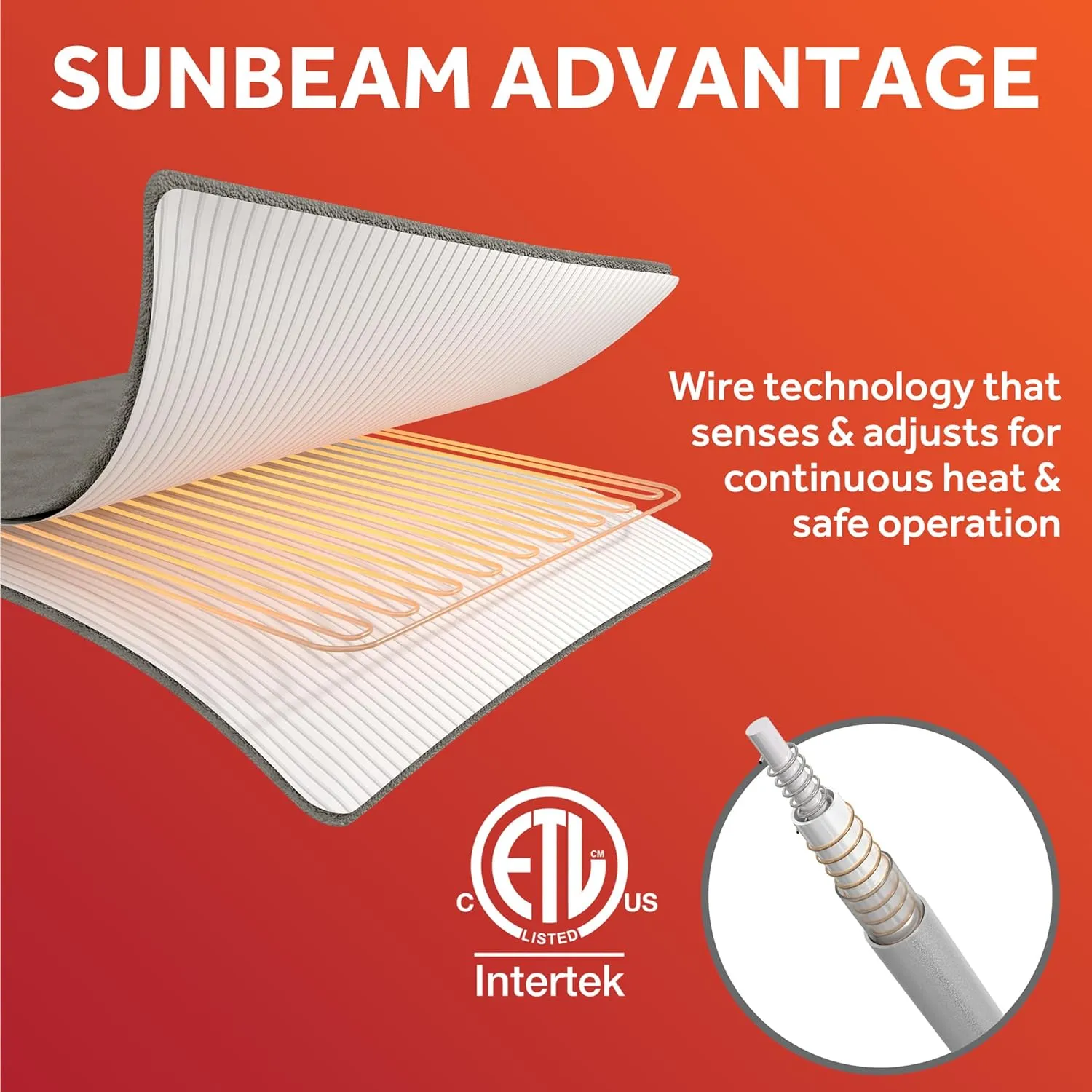 Sunbeam King Size Electric Heated Mattress Pad, 12 Heat Settings, 12hr Auto Shut-Off, Fast Heating, Machine Washable