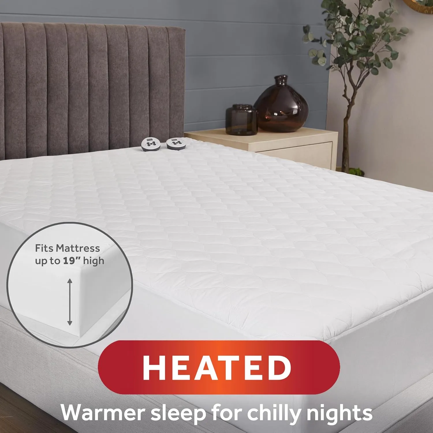Sunbeam King Size Electric Heated Mattress Pad, 12 Heat Settings, 12hr Auto Shut-Off, Fast Heating, Machine Washable