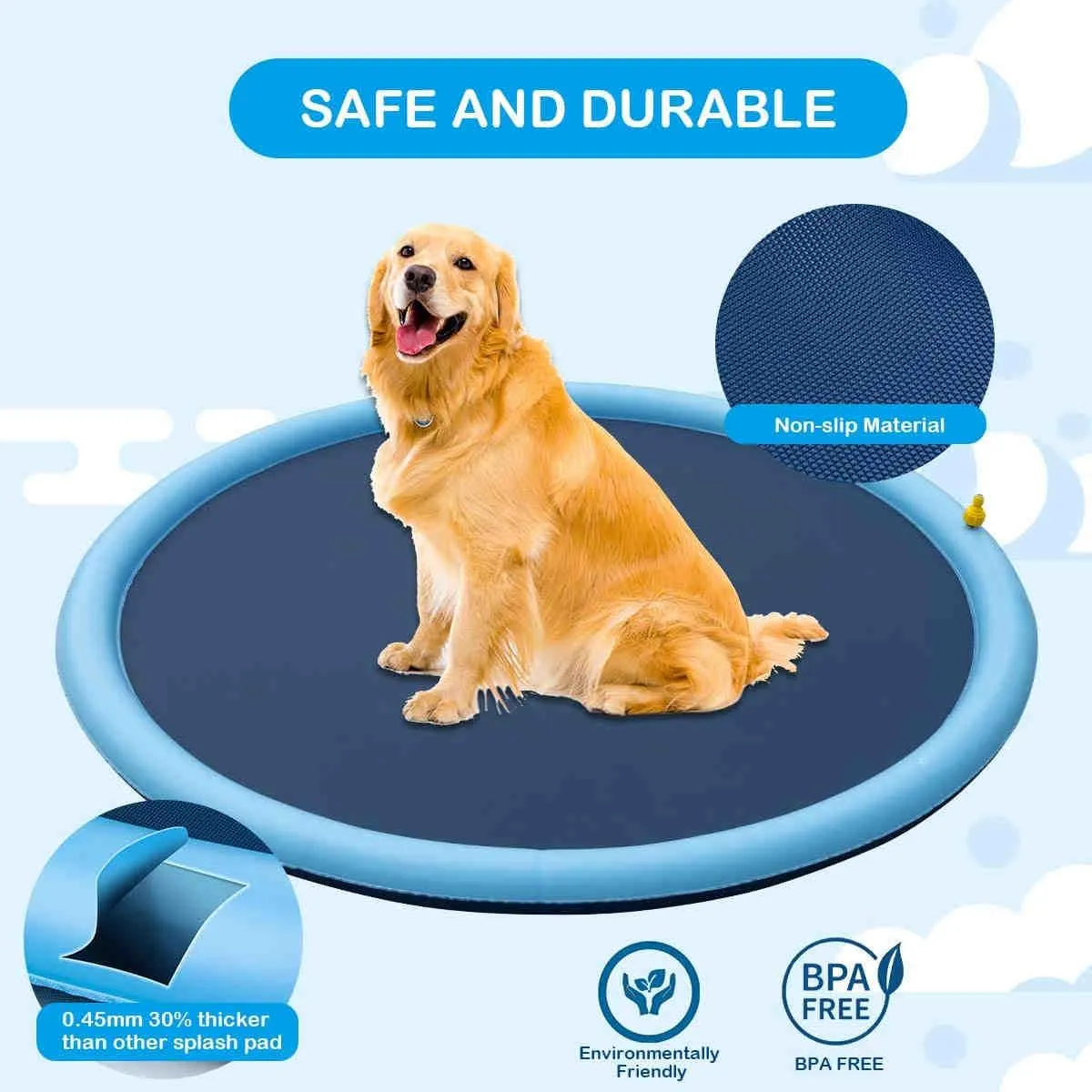 Thickened Splash Water Mat for Dogs, Summer Fun Water Toys for Dogs, 1 Pack