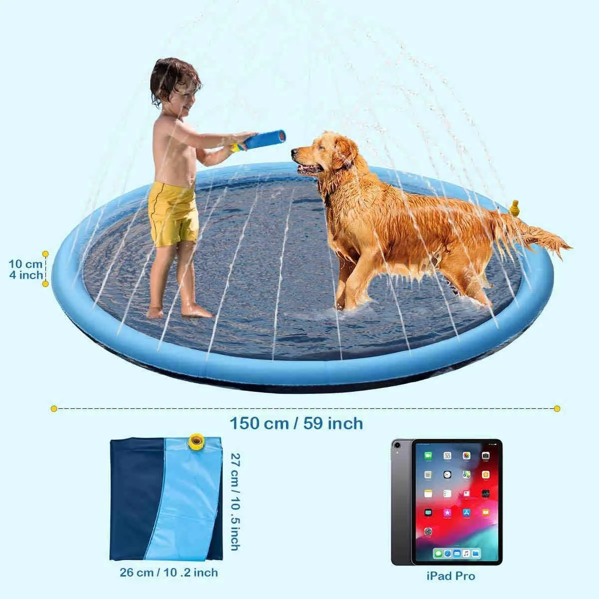 Thickened Splash Water Mat for Dogs, Summer Fun Water Toys for Dogs, 1 Pack